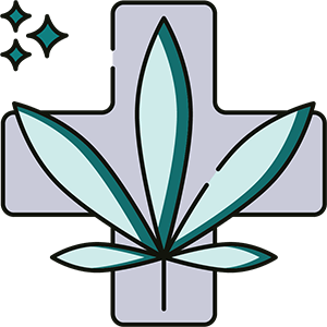 Cartoon Cannabis Leaf On A Plus Sign